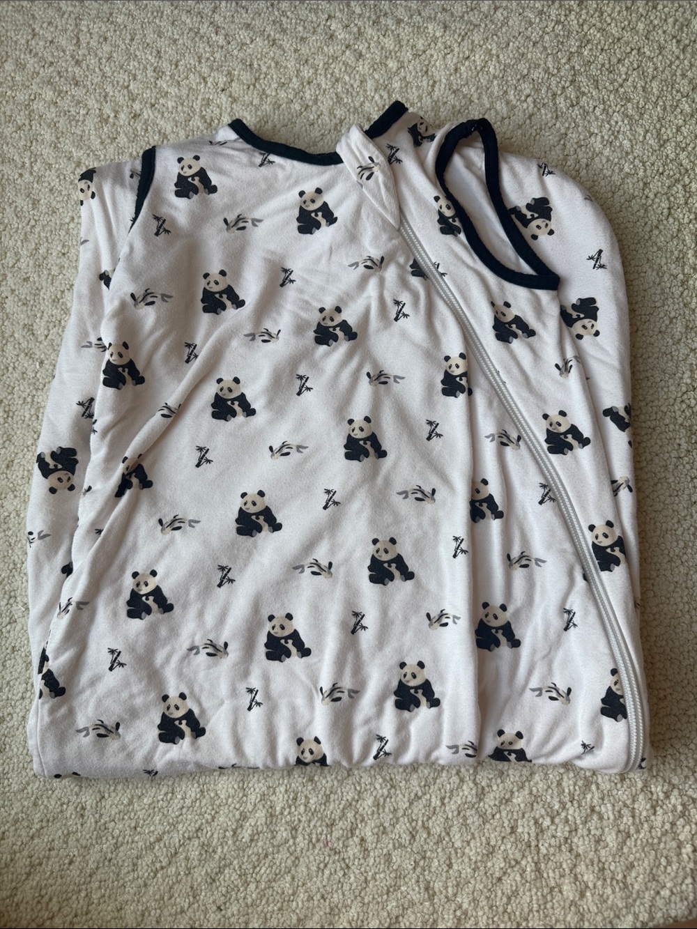 White Panda Print Kids Pajama Sleep Sack 0.5 TOG
